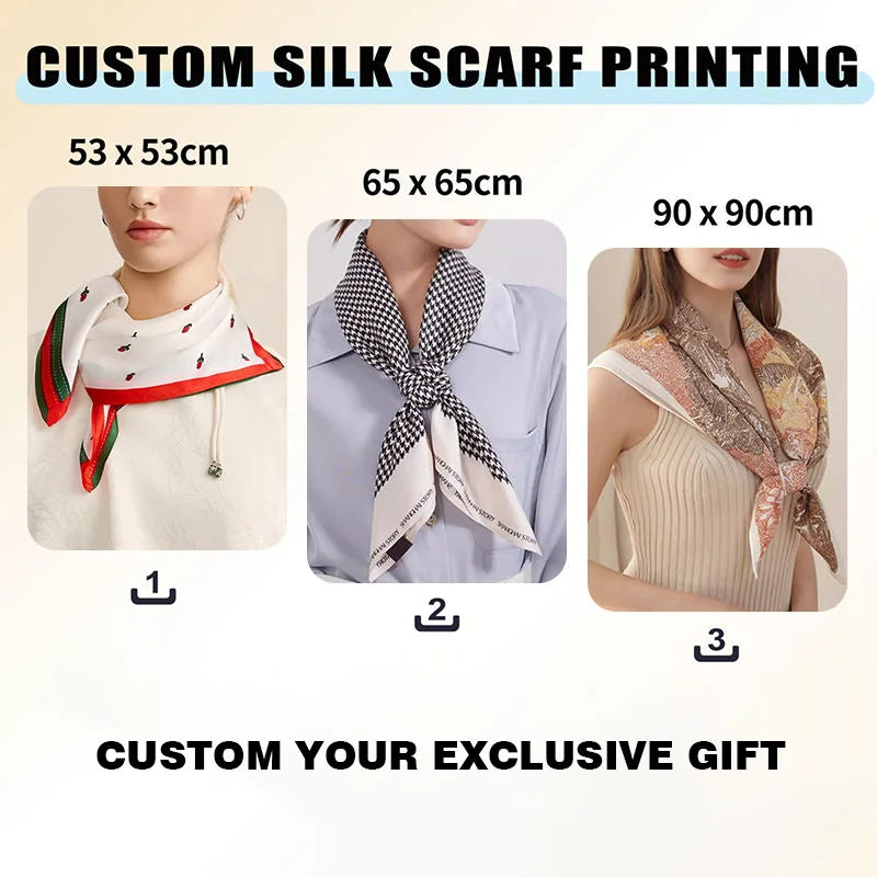 Custom Silk Scarf with Printed Design for Women - Versatile Headband & Shawl Accessory