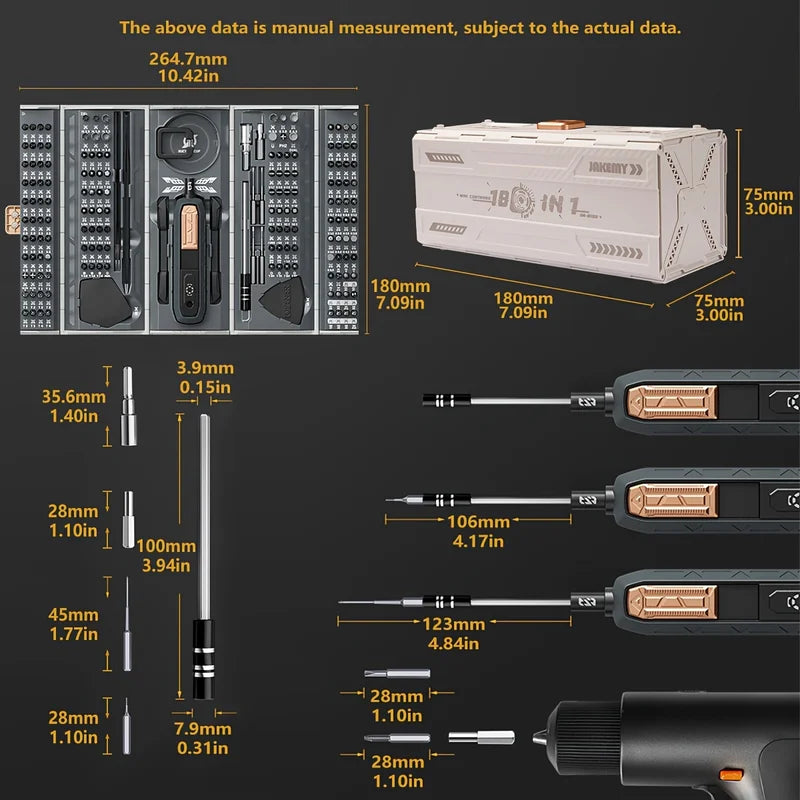 180-in-1 Precision Screwdriver Set with Magnetic Bits for Electronics & Household Repairs