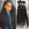 Deep Wave Human Hair Bundles for Braiding & Crochet - 16-26 Inch, 50g/100g