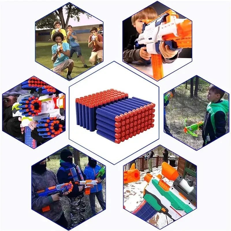 Kids Toy Gun Refill Darts 7.2cm - 100pcs Blue Solid Round Head Bullets