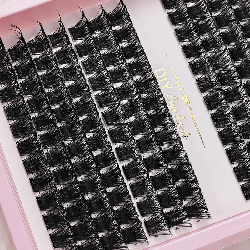 D Curl Fluffy Wispy False Eyelash Clusters - Natural Look Reusable 8-16mm DIY Eyelash Extensions