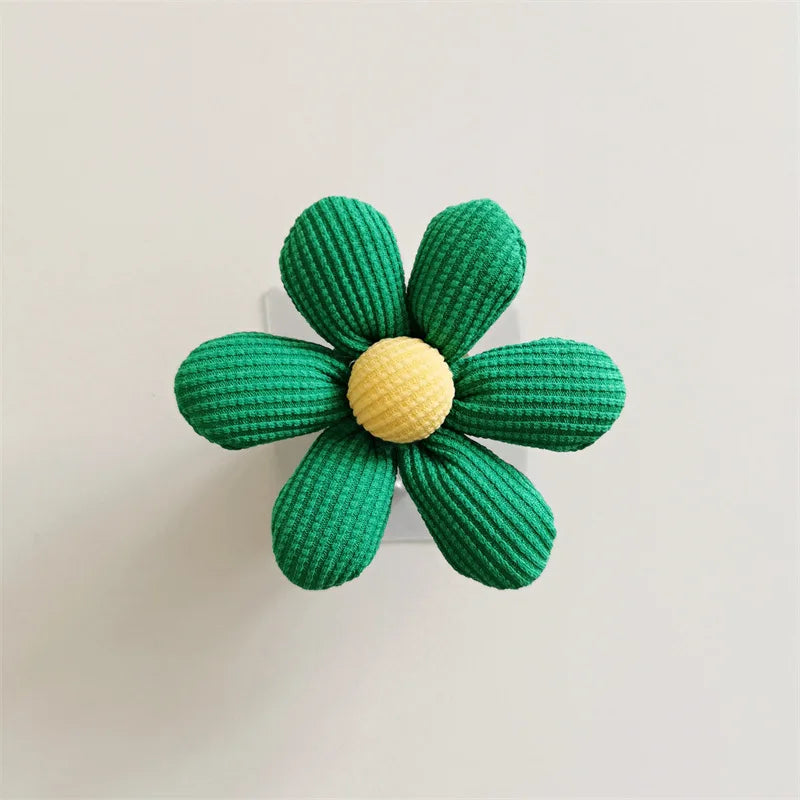 Wooden Wall Hook with Cloth Flower Decoration for Nursery & Kids Room Storage