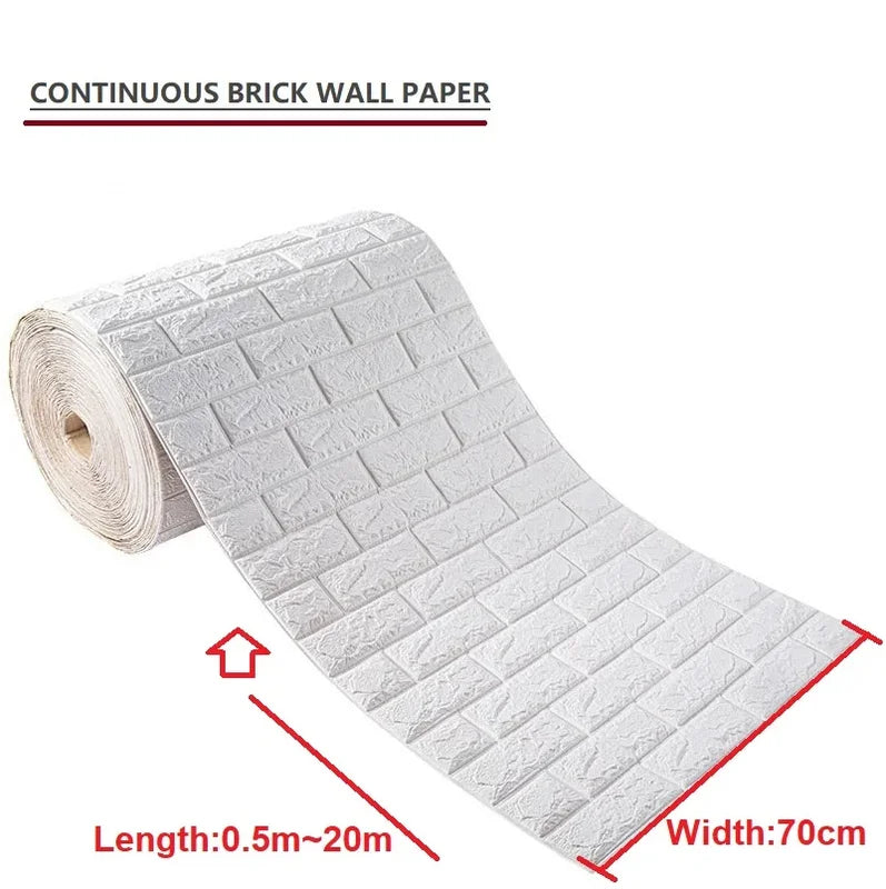 Self-Adhesive 3D Foam Brick Wallpaper Wall Sticker for Living Room & Bedroom