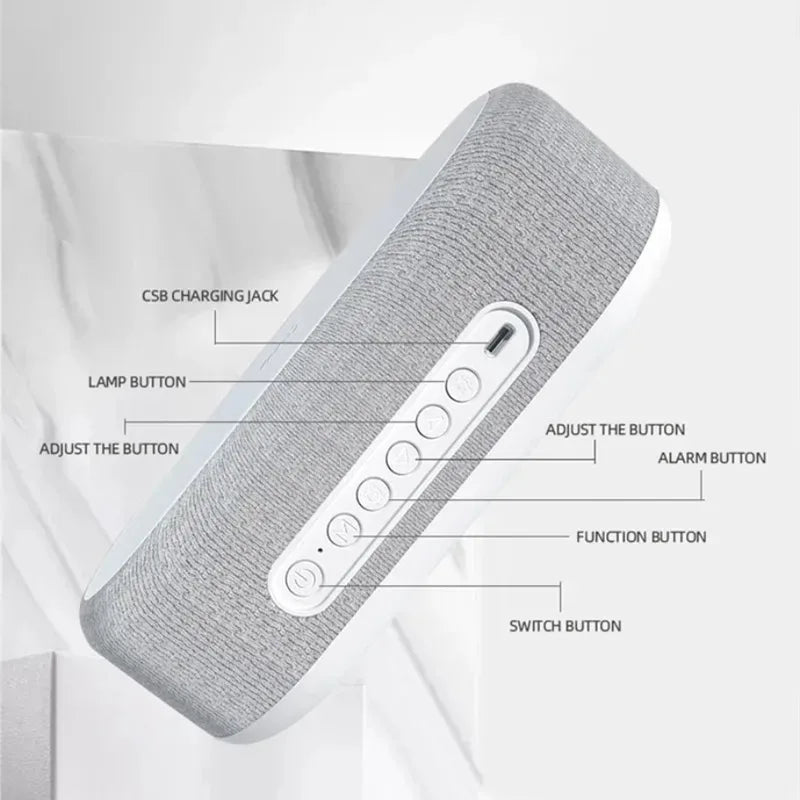 Wireless Charging Alarm Clock with Night Light and Thermometer for Bedside