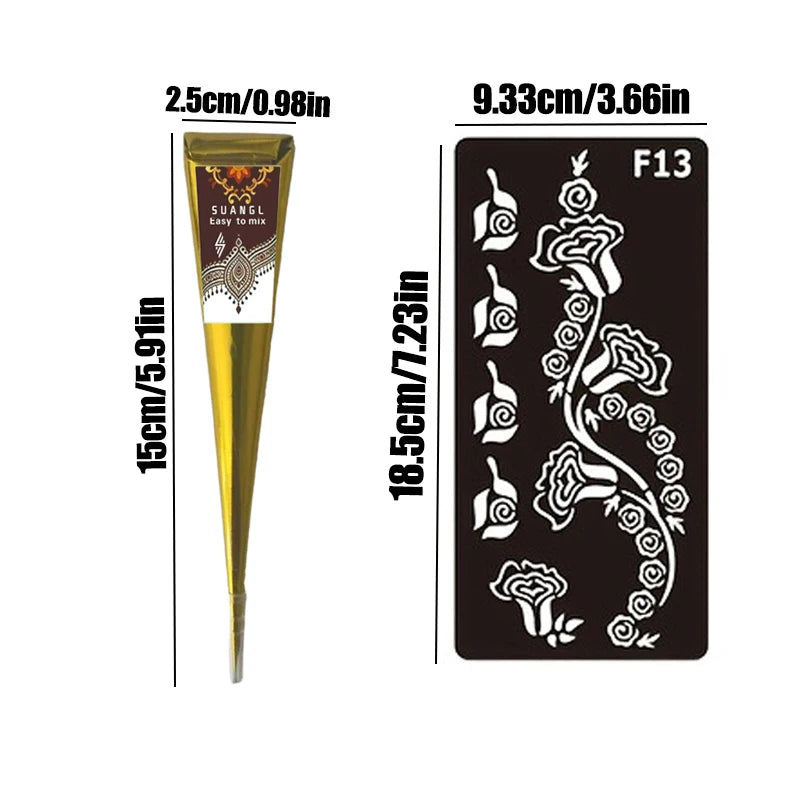 Semi Permanent Henna Body Paint Set Waterproof Temporary Tattoo Kit for Party Festival Cosplay