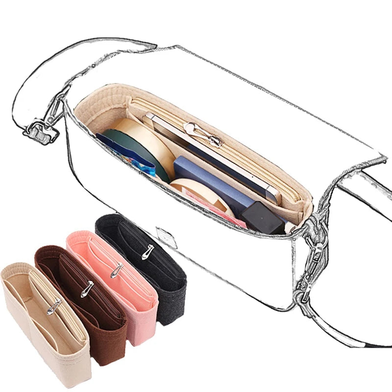 Felt Bag Organizer Insert for Handbags and Cosmetic Bags - Multi-Color