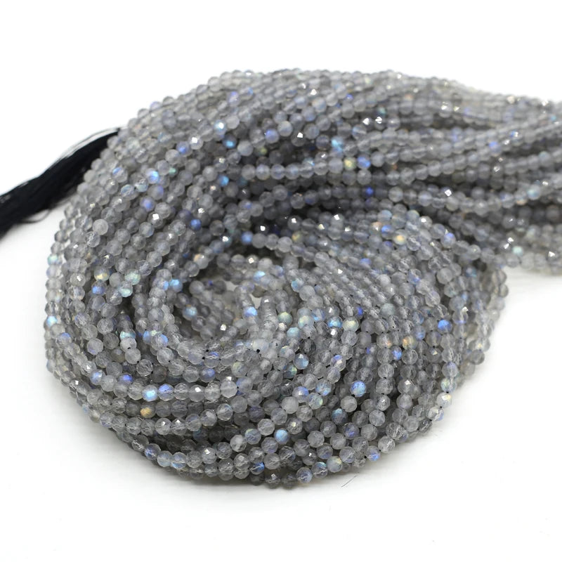Natural Stone Round Faceted Beads for Jewelry Making DIY Necklace & Bracelet Spacers