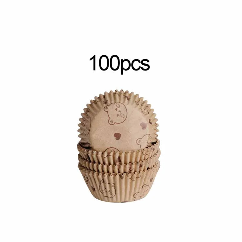100Pcs Cake Paper Cups Liners for Baking Oil-Proof Sandwich Wrapping Holiday Supplies