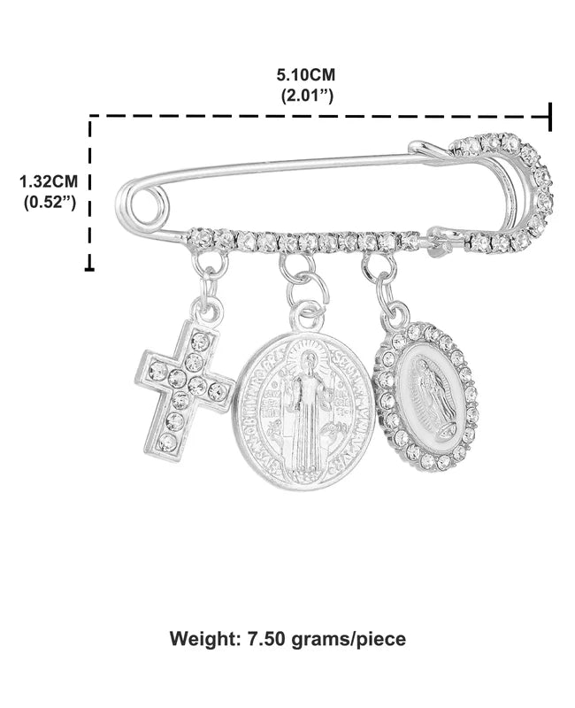 Catholic Medal Paperclip Brooch Lapel Pin Religious Jewelry Gift