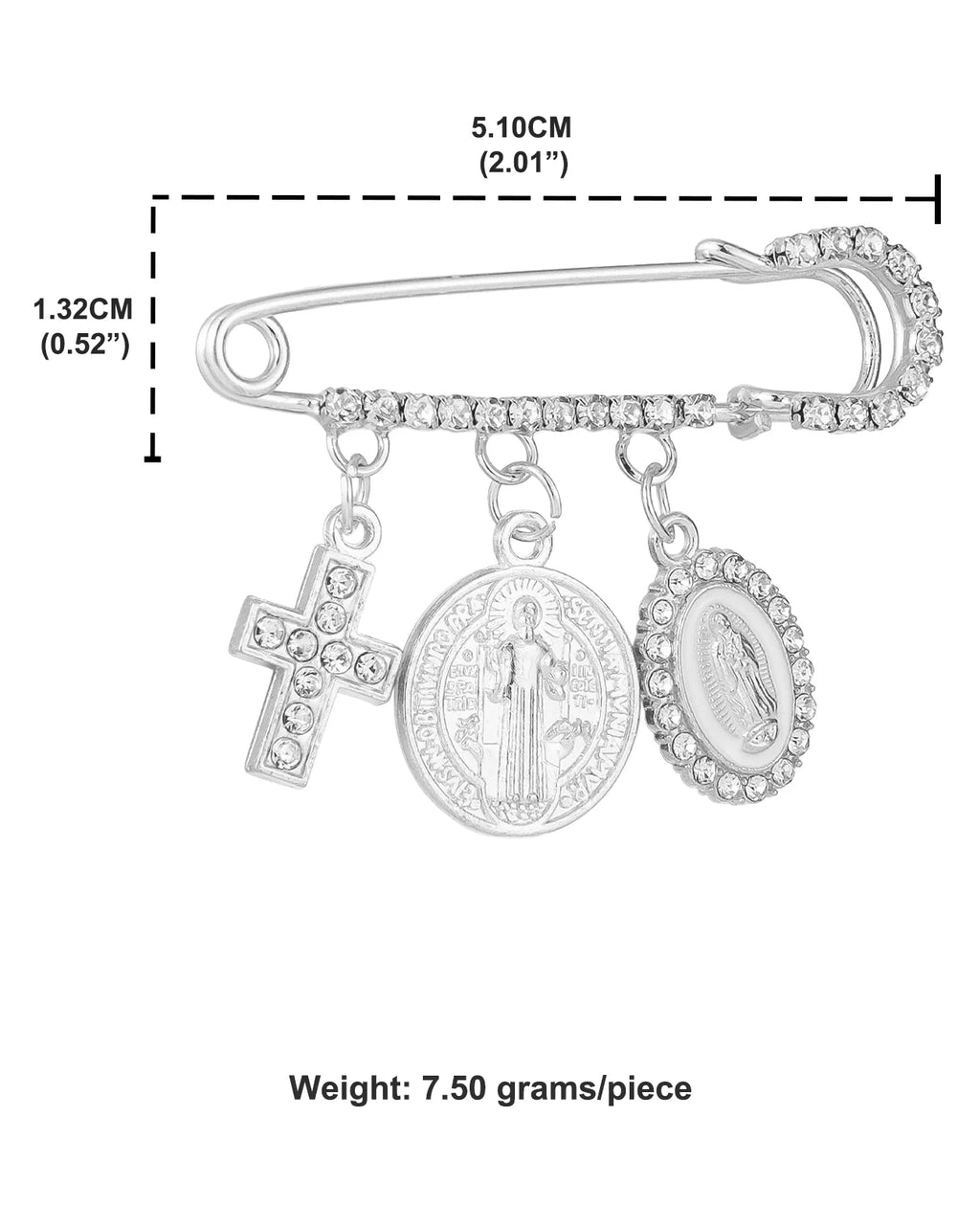 Catholic Medal Paperclip Brooch Lapel Pin Religious Jewelry Gift