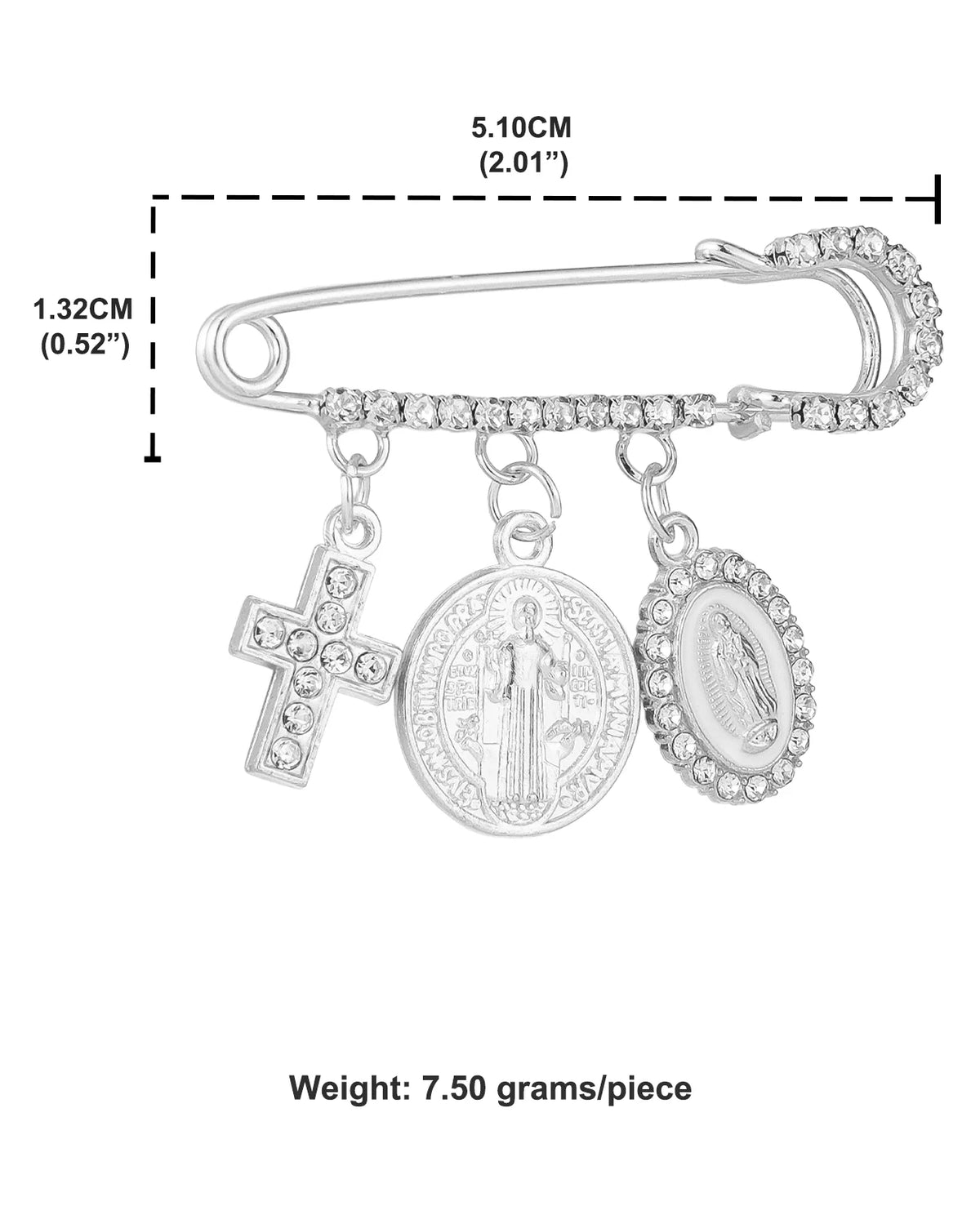 Catholic Medal Paperclip Brooch Lapel Pin Religious Jewelry Gift