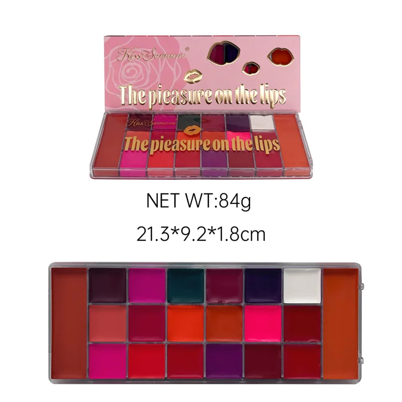 20-Color Waterproof Powder Blusher Lip Gloss All-in-One Makeup Plate Matte Lip Color