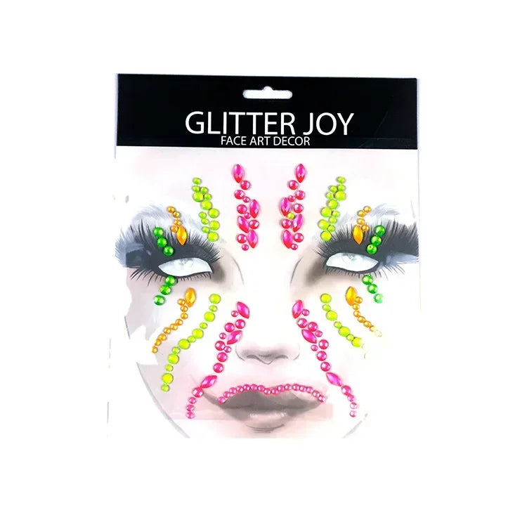 Halloween Clown Horror Face Stickers - 3D Crystal Temporary Tattoos for Cosplay & Party Decor
