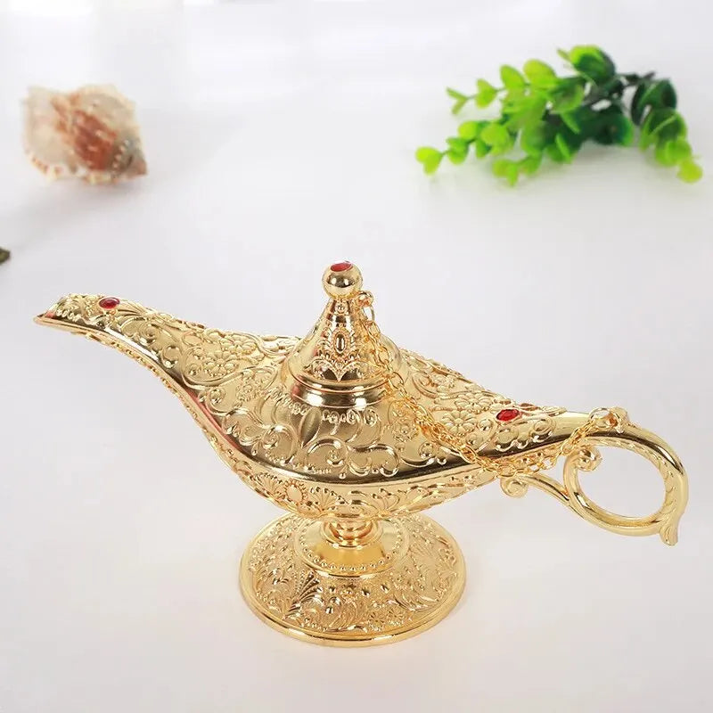 European Style Large Aladdin Lamp Decor - Metal Ornament for Home & Holiday