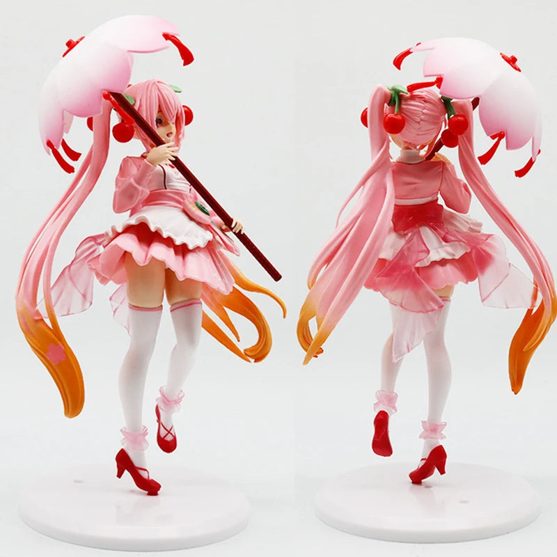 Anime Figure Hatsune Miku Sakura Ver. Desktop Ornament with Hoodie Umbrella - 19-23cm