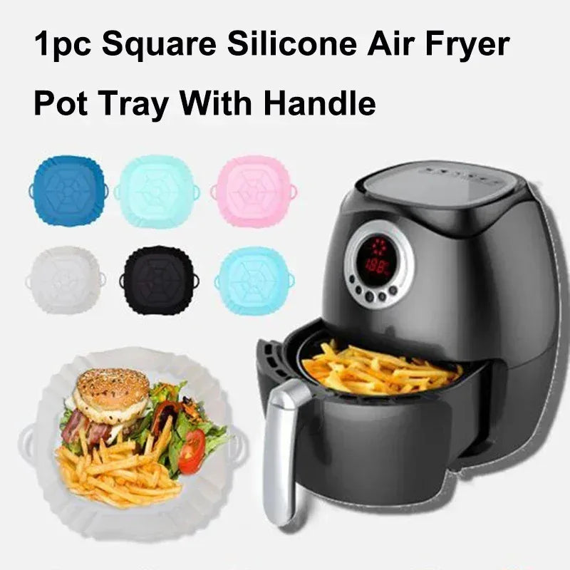 Silicone Air Fryer Basket Reusable Non-Stick Pan for Baking & Cooking