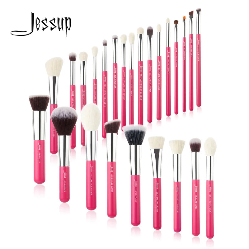Professional 25-Piece Makeup Brush Set with Natural & Synthetic Hair - Rose-Carmin