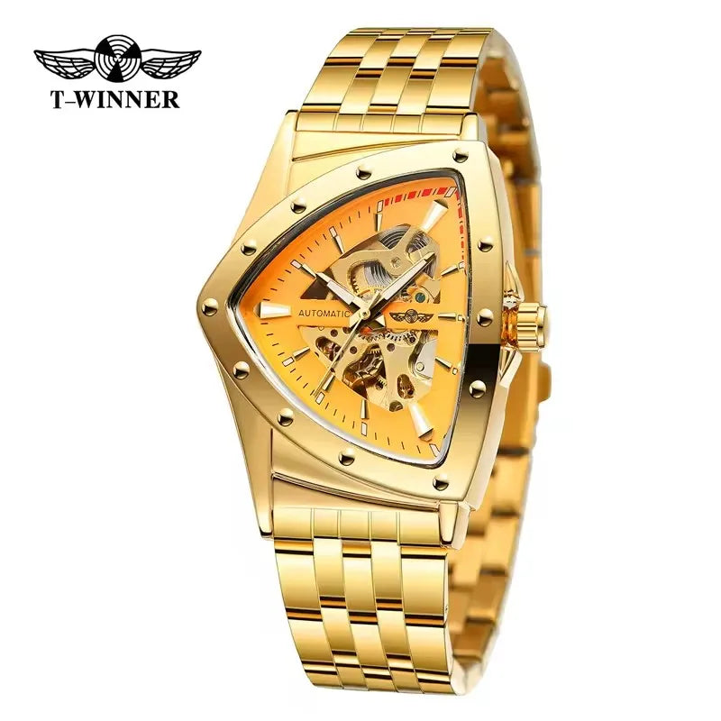 Men's Skeleton Mechanical Watch Automatic Stainless Steel Casual Timepiece