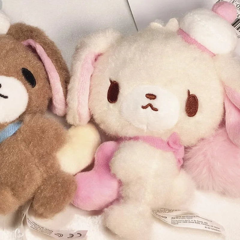 Cute Furry Plush Bunny Keychain - Cartoon Heart Bag Charm, Portable Toy