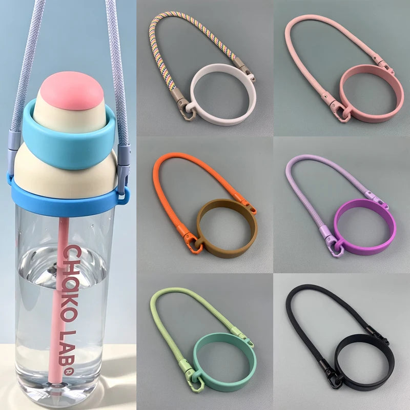 Water Bottle Handle Strap Silicone Cup Carrier for Camping Hiking Outdoor Sports