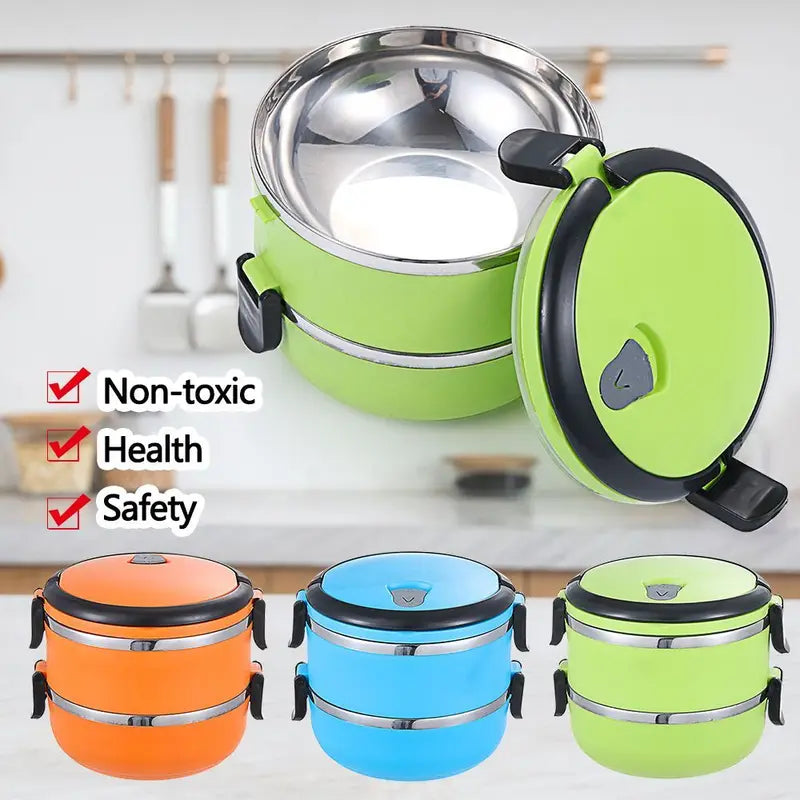 Stainless Steel Insulated Lunch Box Thermos Food Container for Travel & Office