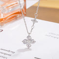 925 Silver Plated Lucky CZ Necklace for Women Dainty Clover Pendant Jewelry