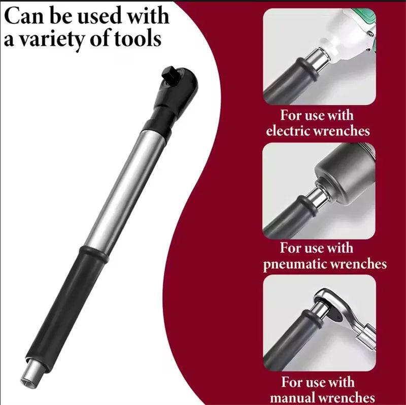 1/2-Inch Offset Extension Wrench with 3/8 & 1/4 Adapters for Tight Spaces - Impact Ratchet Extender