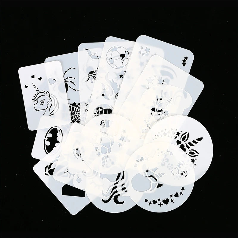 Reusable Face Paint Stencils for Body Art Halloween Makeup & Temporary Tattoos - 8 or 9 Pieces