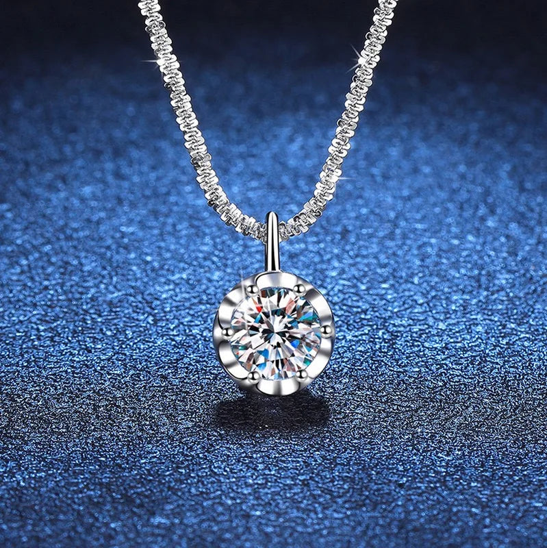 Sterling Silver Zircon Pendant Necklace for Women – Elegant Geometric Jewelry