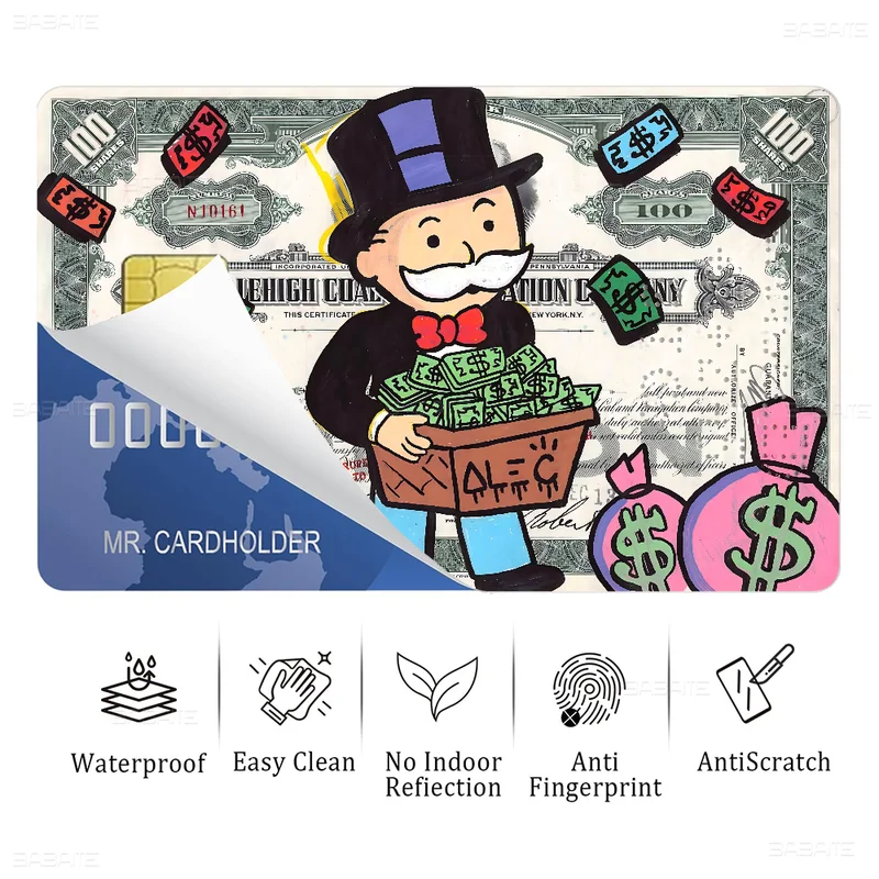 Monopoly Dollar Cartoon Card Skin Stickers for Credit & Debit Cards - Waterproof & Scratch Resistant