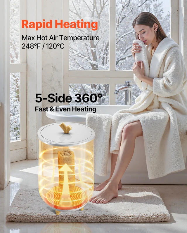 20L Heated Towel Warmer Bucket with LED Light & Auto Shut-Off for SPA & Home