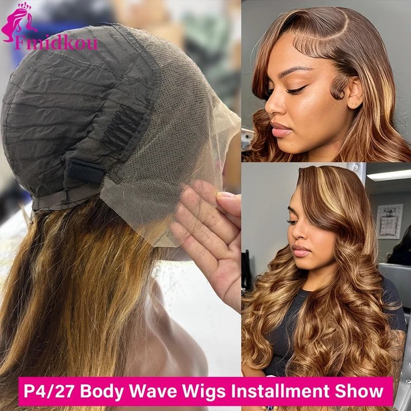 HD Lace Frontal Human Hair Wigs for Women - 4x13 Inches Body Wave, Glueless, Multiple Lengths & Colors