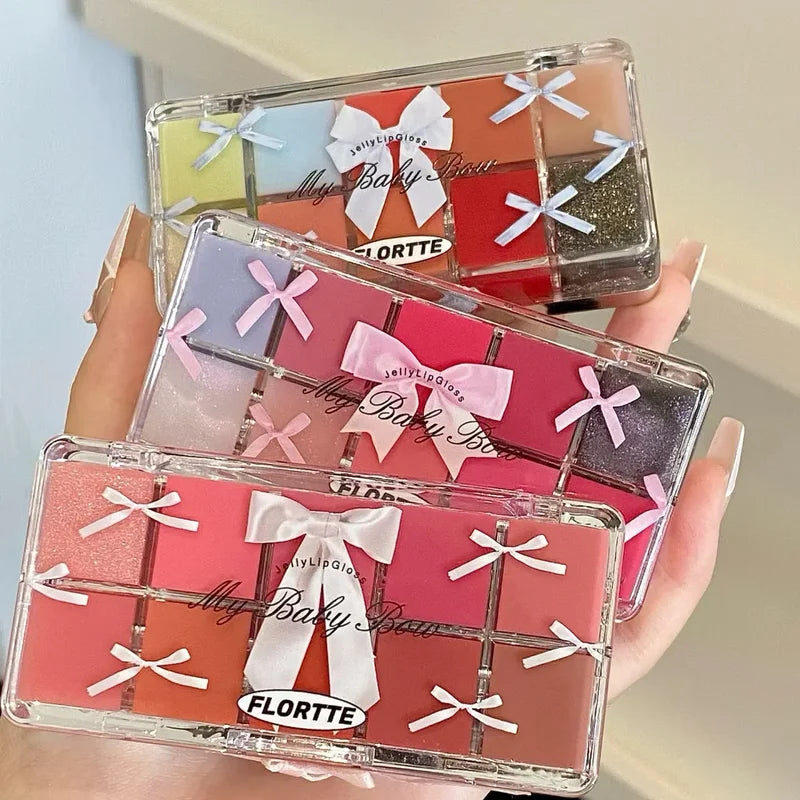 10-Color Lip Gloss Palette with Lipstick & Lip Glaze - Vibrant Makeup Set