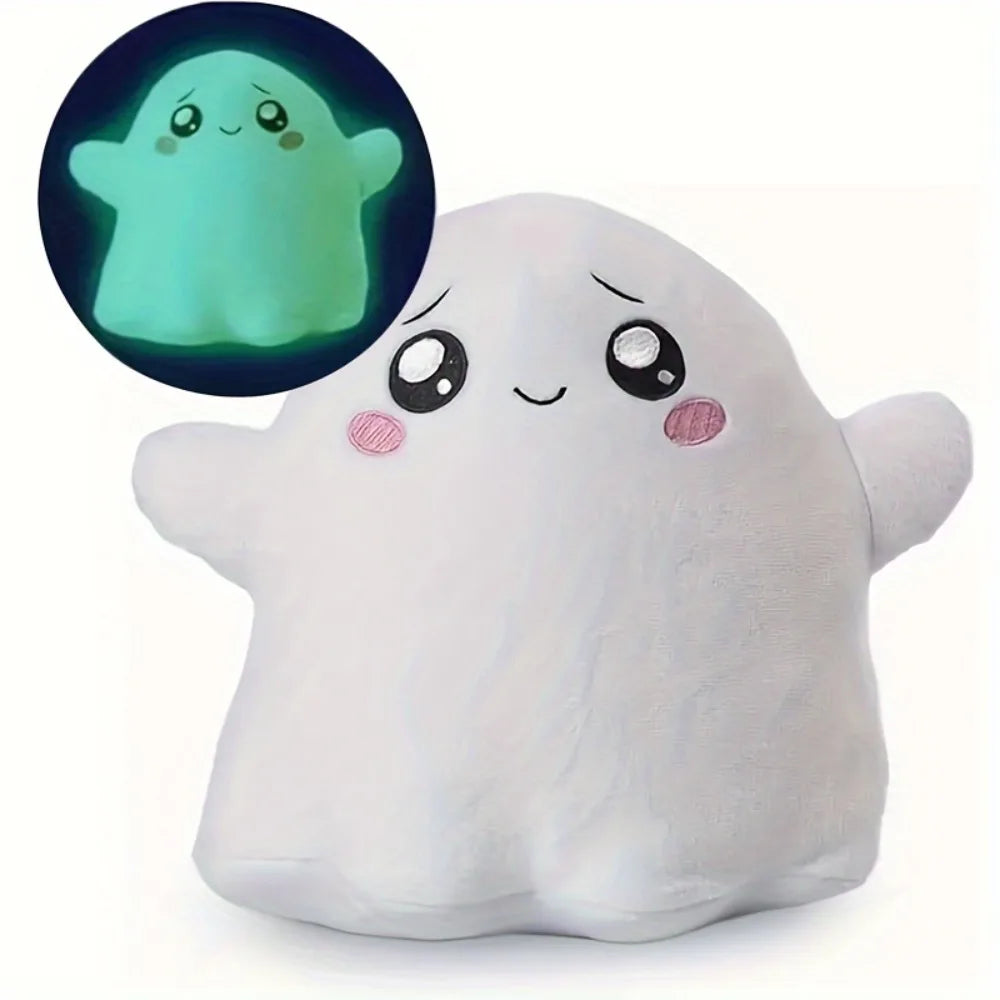Glow in The Dark Plush Ghost Toy - Super Soft Cartoon Ghosty Doll for Kids & Halloween Gift