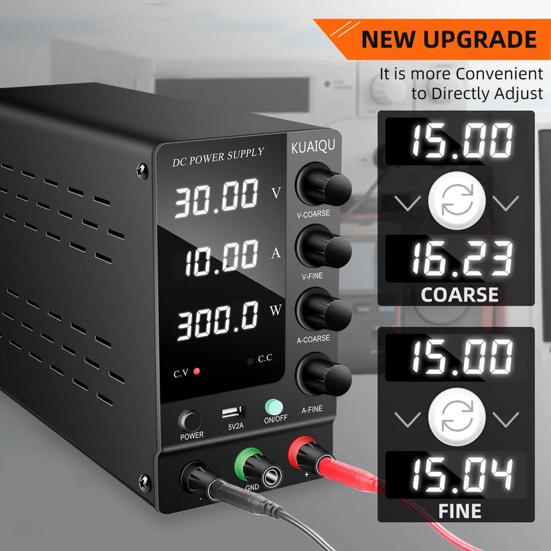 Adjustable DC Power Supply 30V 10A Lab Bench Power Regulator with Digital Display