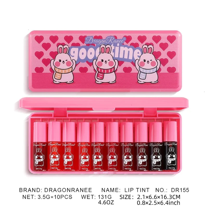 Lip Gloss Set of 10 Mirror-Like Glossy Lip Plumpers Brightening Moisturizing Long-Lasting