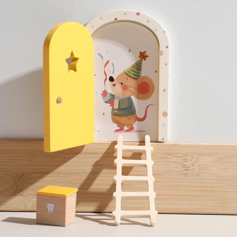 Mini Fairy Door Decoration with Openable Wooden Arch for Dollhouses and Fairy-tale Gifts