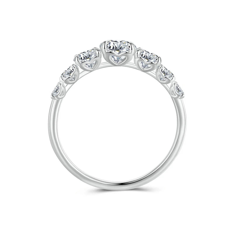 Sterling Silver Moissanite Engagement Ring with Multiple Stones for Women