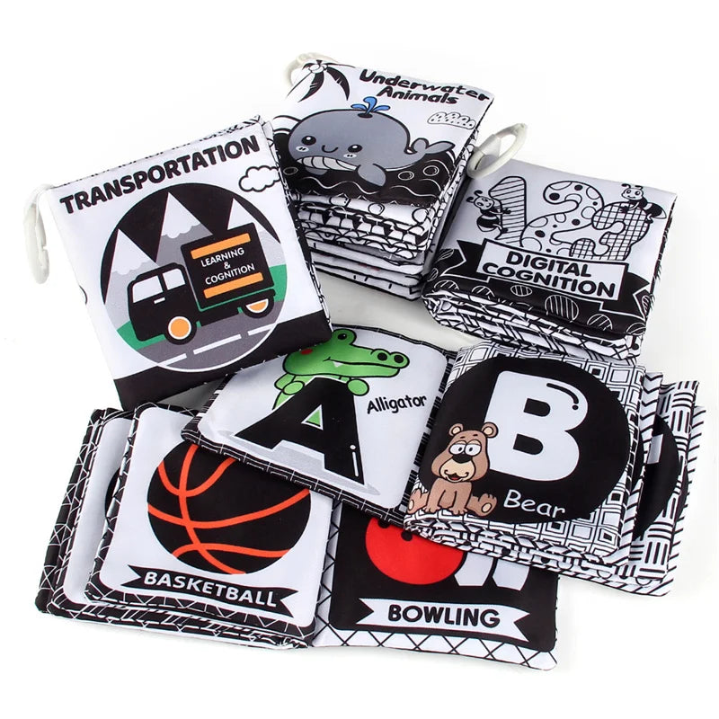 Baby Sensory Book Black and White High Contrast Visual Stimulation Educational Toy