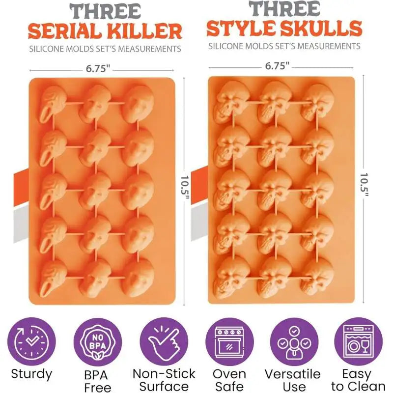 Halloween Horror Movie Character Silicone Molds for Chocolate Candy Resin Crafts