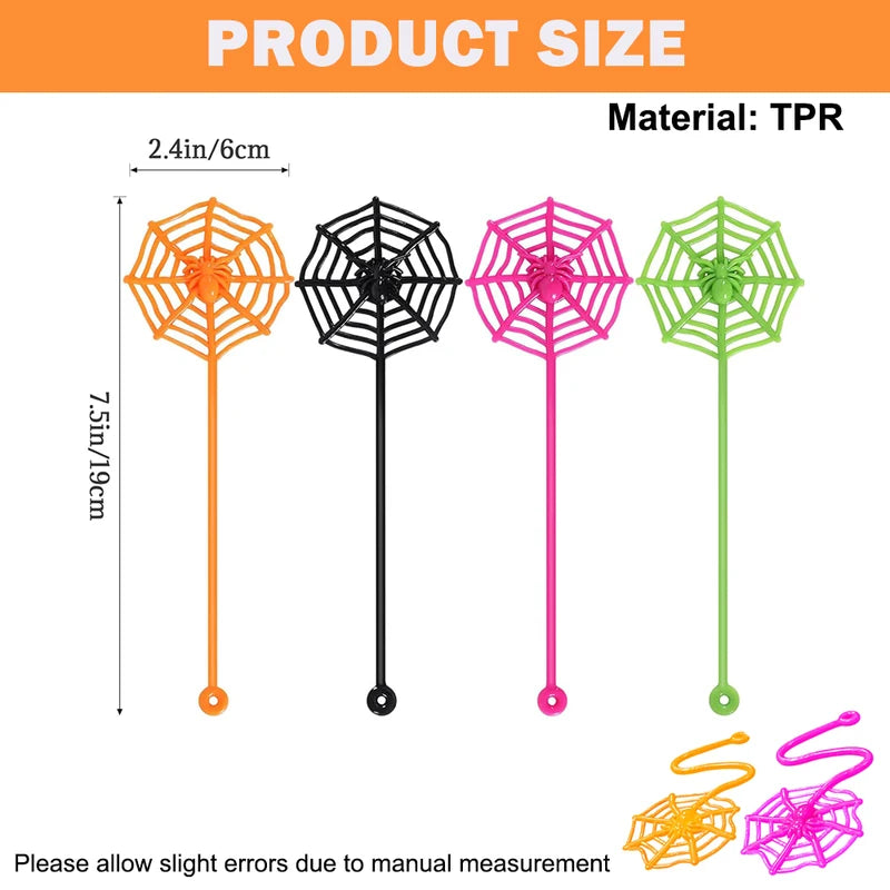 Colorful Sticky Hands Spider Web Party Favors for Kids Halloween Birthday Classroom Prizes - 8/12/24 Pcs