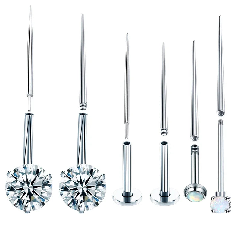 10pcs Stainless Steel Piercing Guide Rods for Jewelry Stretching & Threaded Piercings