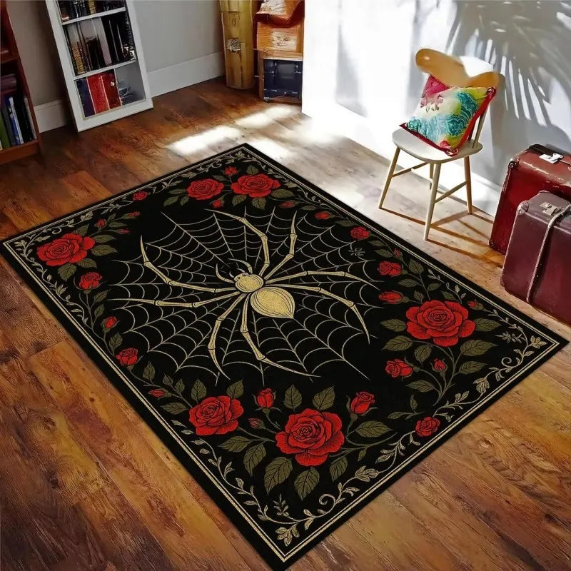 Dark Spider Rug Non-Slip Washable Home Decor for Living Rooms and Kitchens