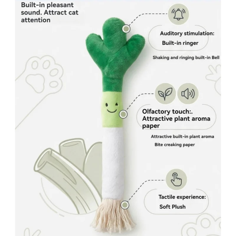 Small Pet Plush Tooth Cleaning Toy - Bite Proof Scallion Design, Interactive Chew Toy