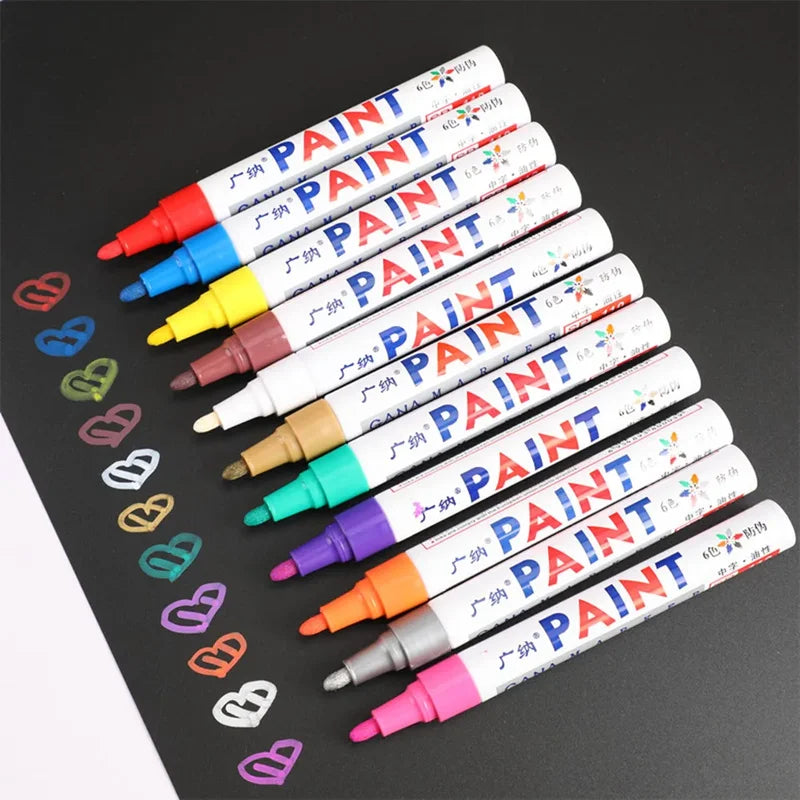 Car Paint Marker Waterproof Oily Paint Pen for Tire, Metal, Glass, Wood