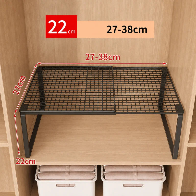 Stackable Telescopic Closet Shelf Organizer - Adjustable Wardrobe Divider