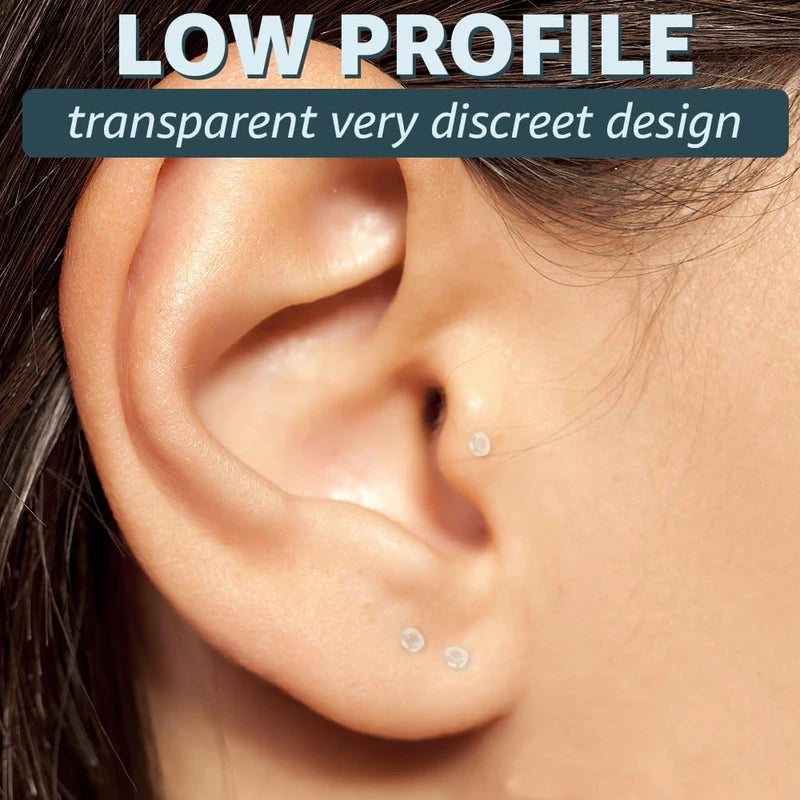 Clear 16G Stud Earrings Set for Piercing & Body Jewelry - 10 Pack