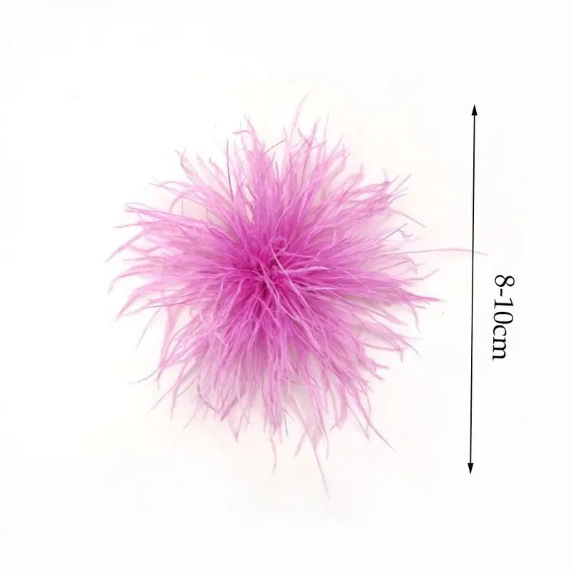Large Ostrich Feather Brooch 8-10cm Handmade Artificial Feather Jewelry