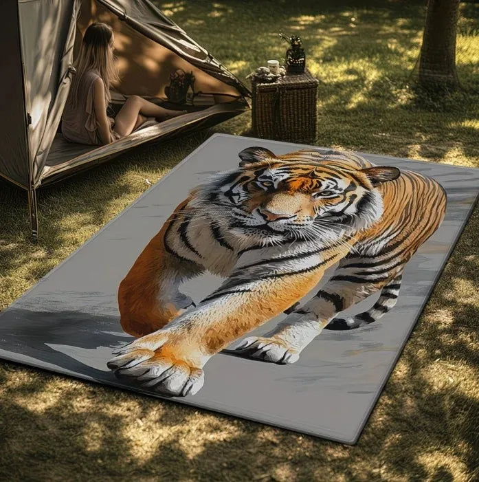 3D Wildlife Animal Pattern Area Rug - Non-Slip Washable Floor Carpet for Living Room & Bedroom