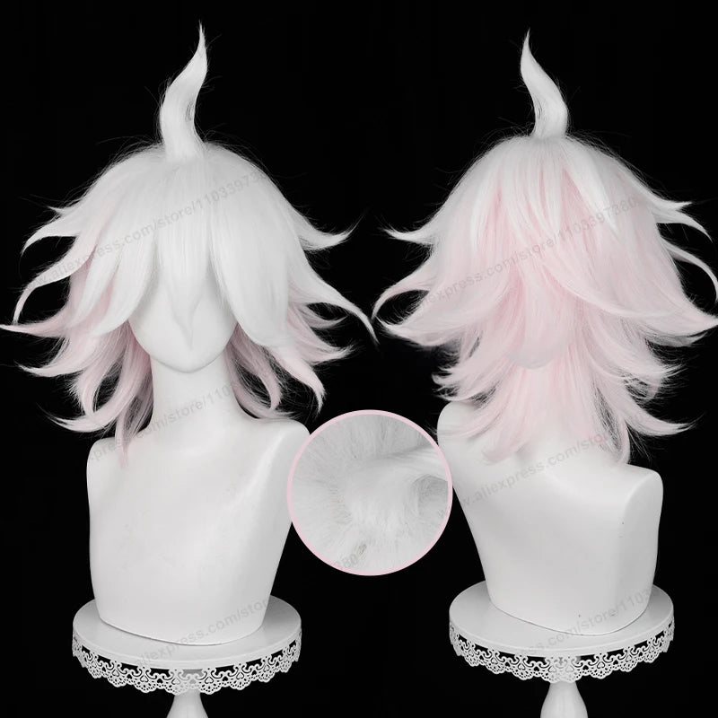 Pink White Gradient Cosplay Wig 37cm Short Synthetic Heat-Resistant Hair for Anime Costume